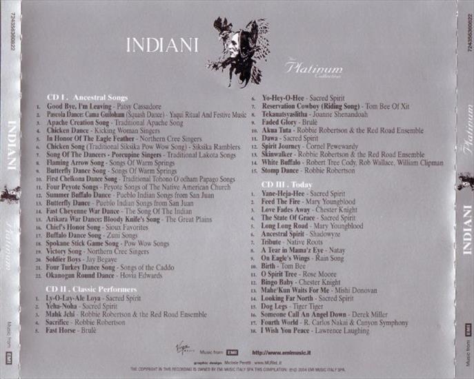 Indiani - The Platinum Collection - CD 1 - Indiani TPC Back.jpg