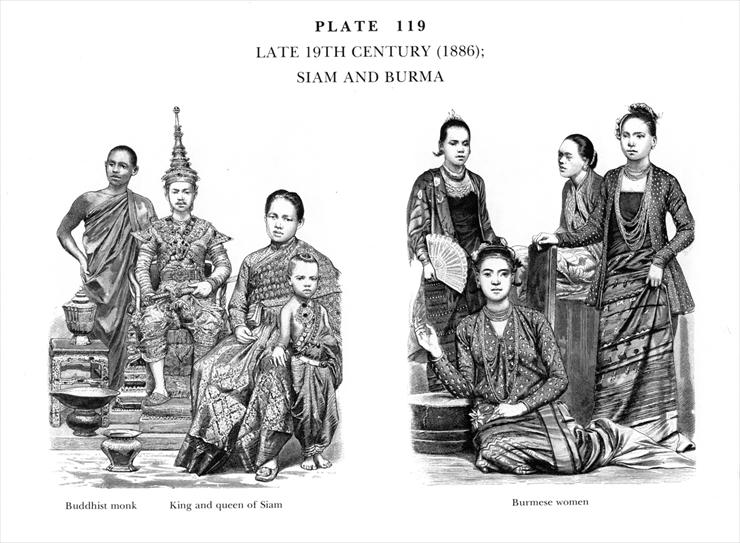 Moda z dawnych wi... - Planche 119a Fin du XIX Sicle 1886 , Siam et Birm...manie, Late 19Th Century 1886, Siam and Birmanie.jpg