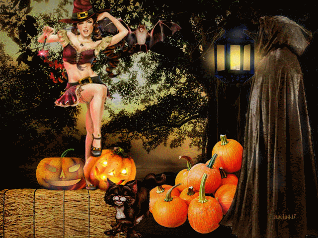Happy-Halloween - czarownica_-_dynia_-_kot.gif