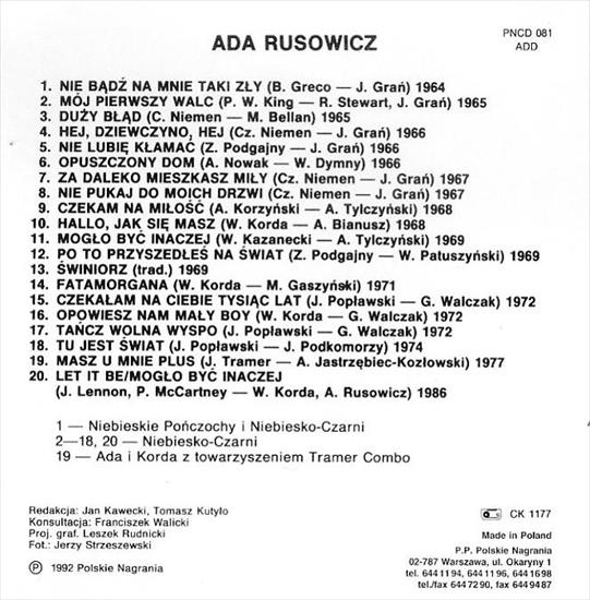 Ada Rusowicz - Najwieksze Przeboje 1992 - Back.jpg