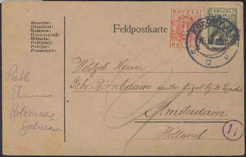 FDC - 1919 judaica - karta pocztowa wysłana 15.III przez rabina Kołomyi Chaima H. Thumino.jpg