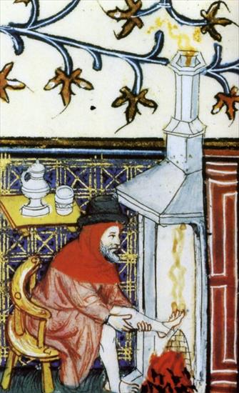 inne - 1400 Homme se rechauffant les pieds, Livre d-heures a l-usage de Troyes, Paris BNF.jpg